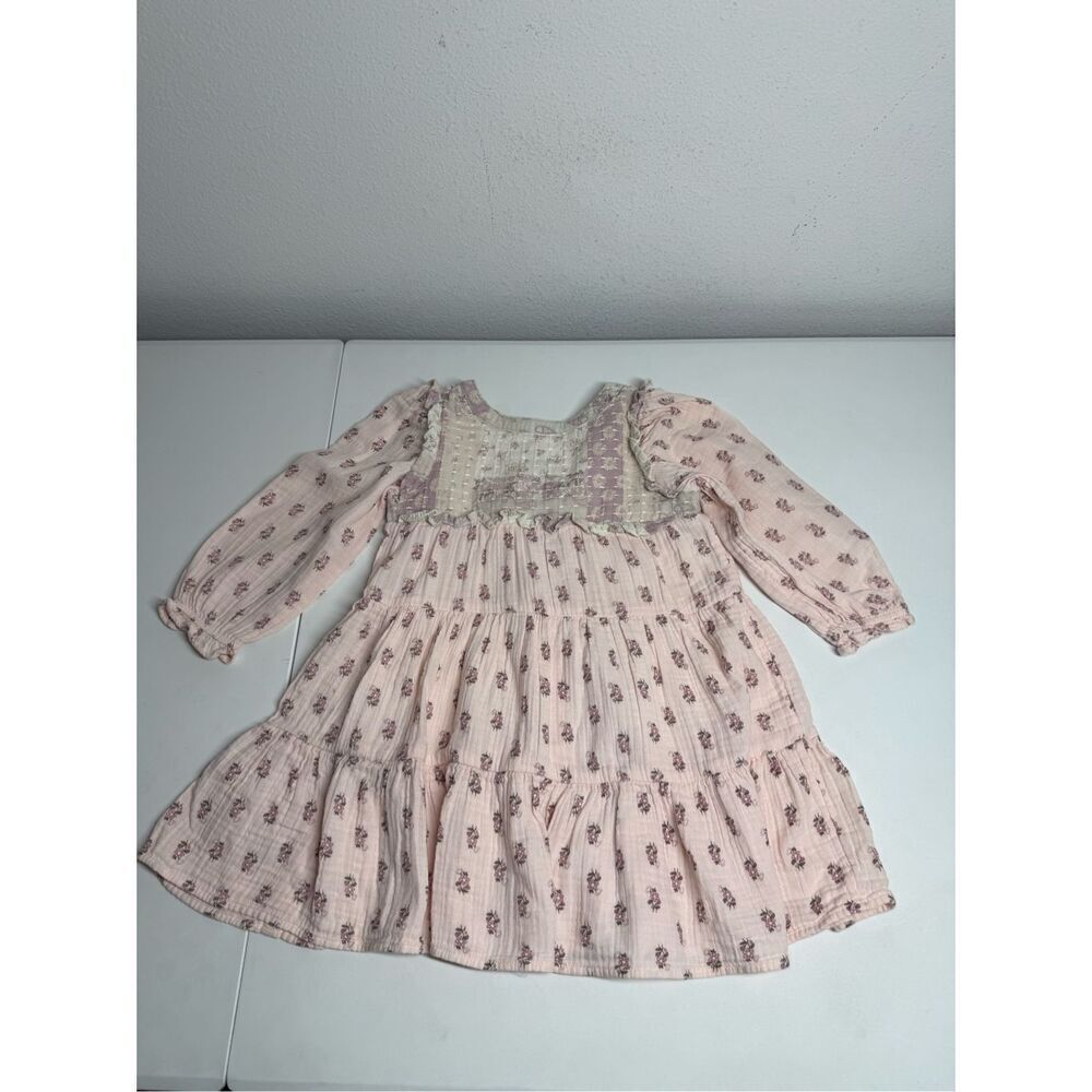 Easy-Peasy Toddler Girls Long Sleeve Dress Size 5T Pink Cotton Dress
